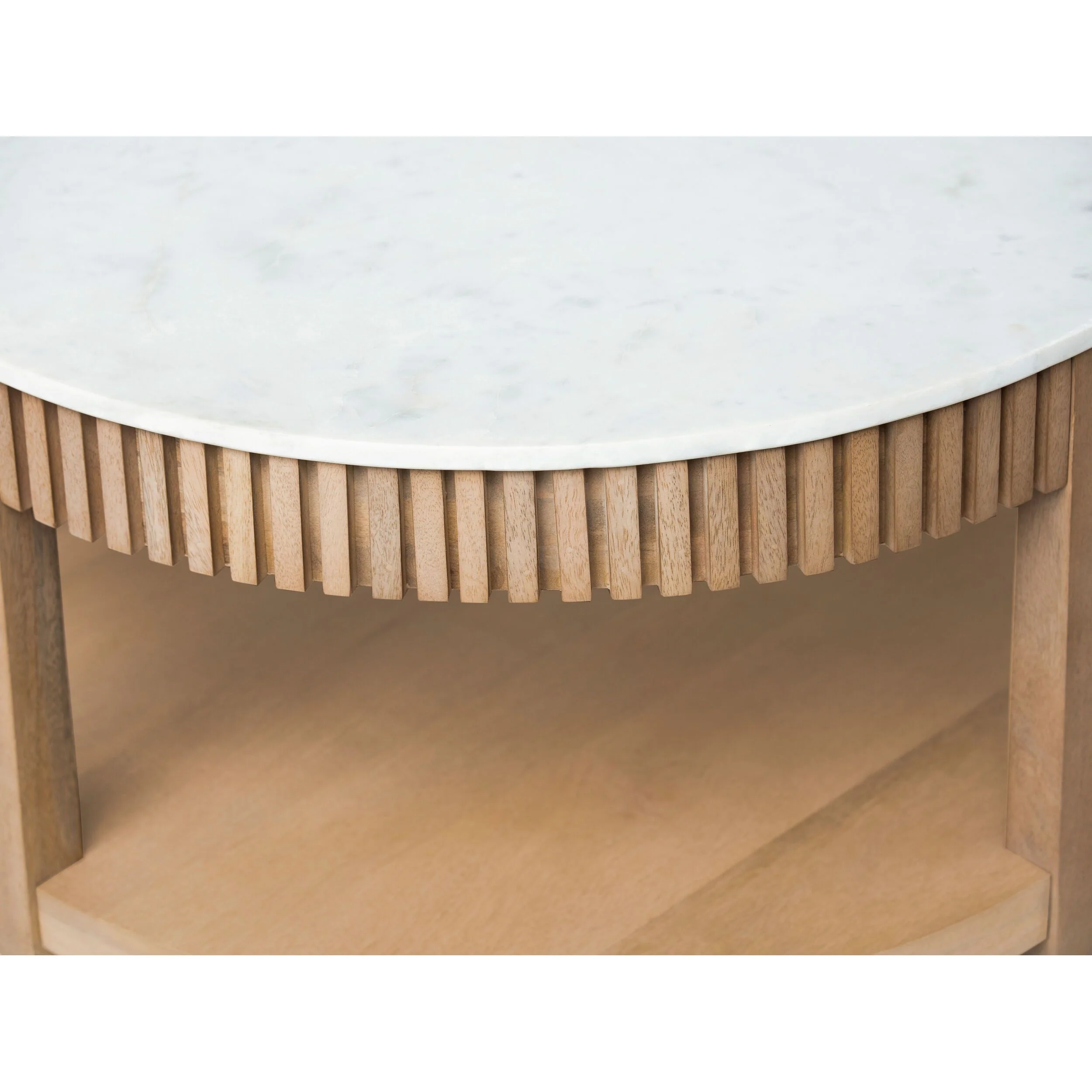 Becki Owens x LIVABLISS Rosemary Coffee Table in Mango Wood with White Marble Top - Image 5