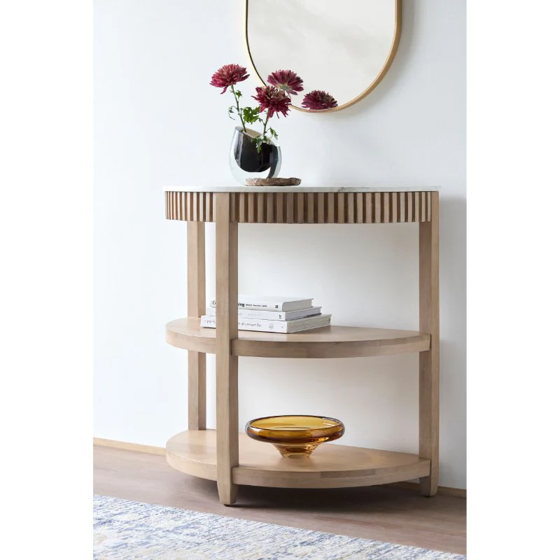 Becki Owens x LIVABLISS Rosemary Console Table with White Marble Top