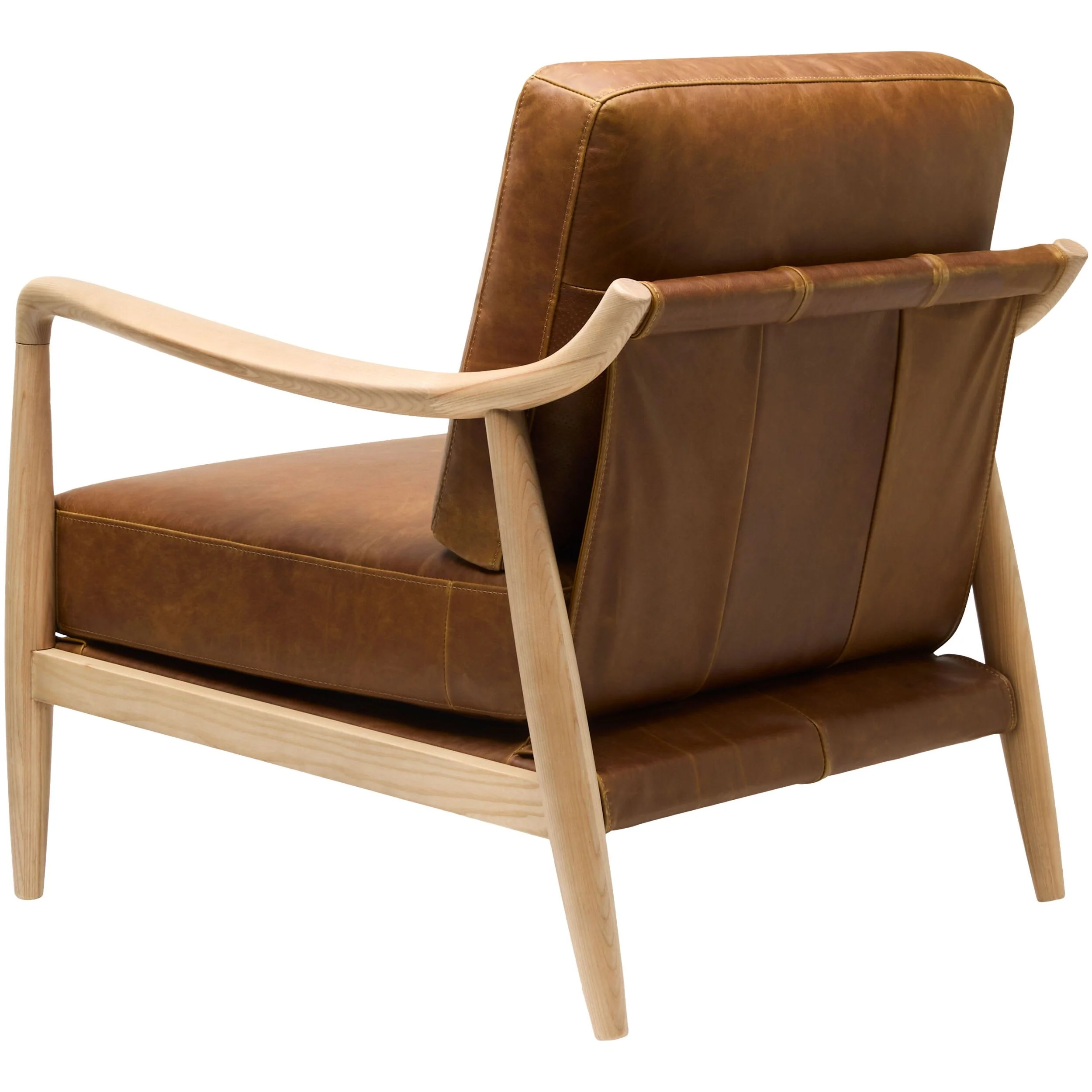 Becki Owens x SURYA Gaviota Accent Chair in Brown Leather - Image 7