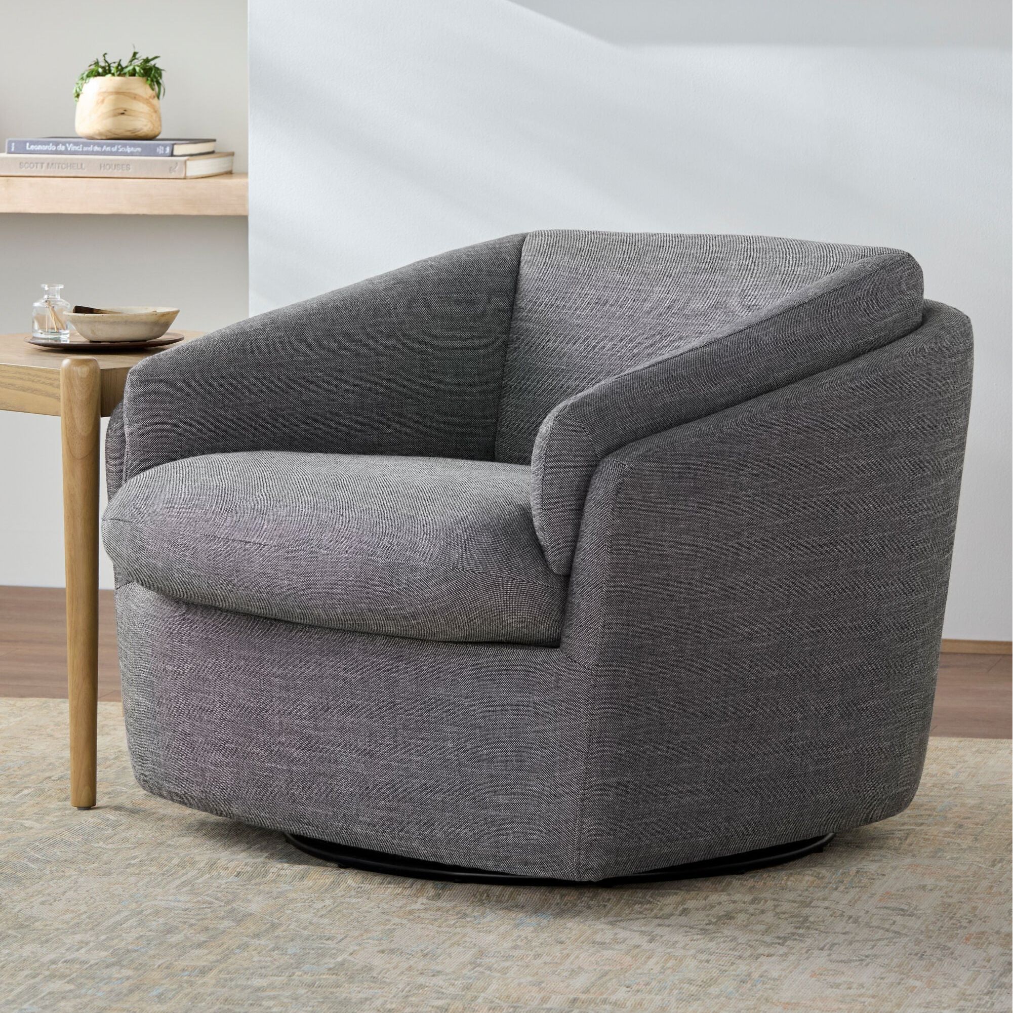 Becki Owens x SURYA Torrey Swivel Chair in Gray