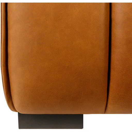 Surya Belfort Modern Channeled Cognac Brown Leather Accent Chair - Image 6