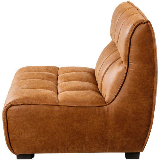 Surya Belfort Modern Channeled Cognac Brown Bonded Leather Accent Chair - Image 4