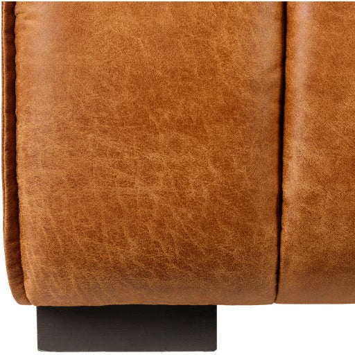 Surya Belfort Modern Channeled Cognac Brown Bonded Leather Accent Chair - Image 5