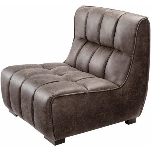 Surya Belfort Modern Channeled Charcoal Grey Bonded Leather Accent Chair - Image 2