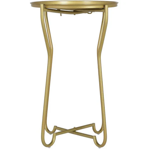 Surya Benjamin Modern Gold Tray Top With Gold Metal Base Round Accent Side Table BEJ-001 - Image 2
