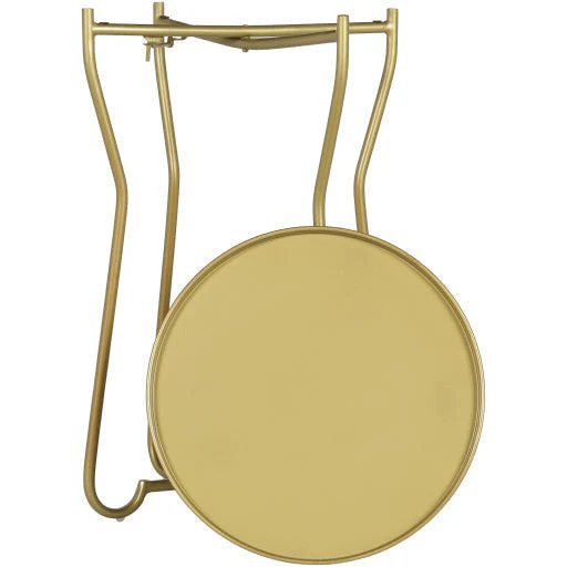 Surya Benjamin Modern Gold Tray Top With Gold Metal Base Round Accent Side Table BEJ-001 - Image 3