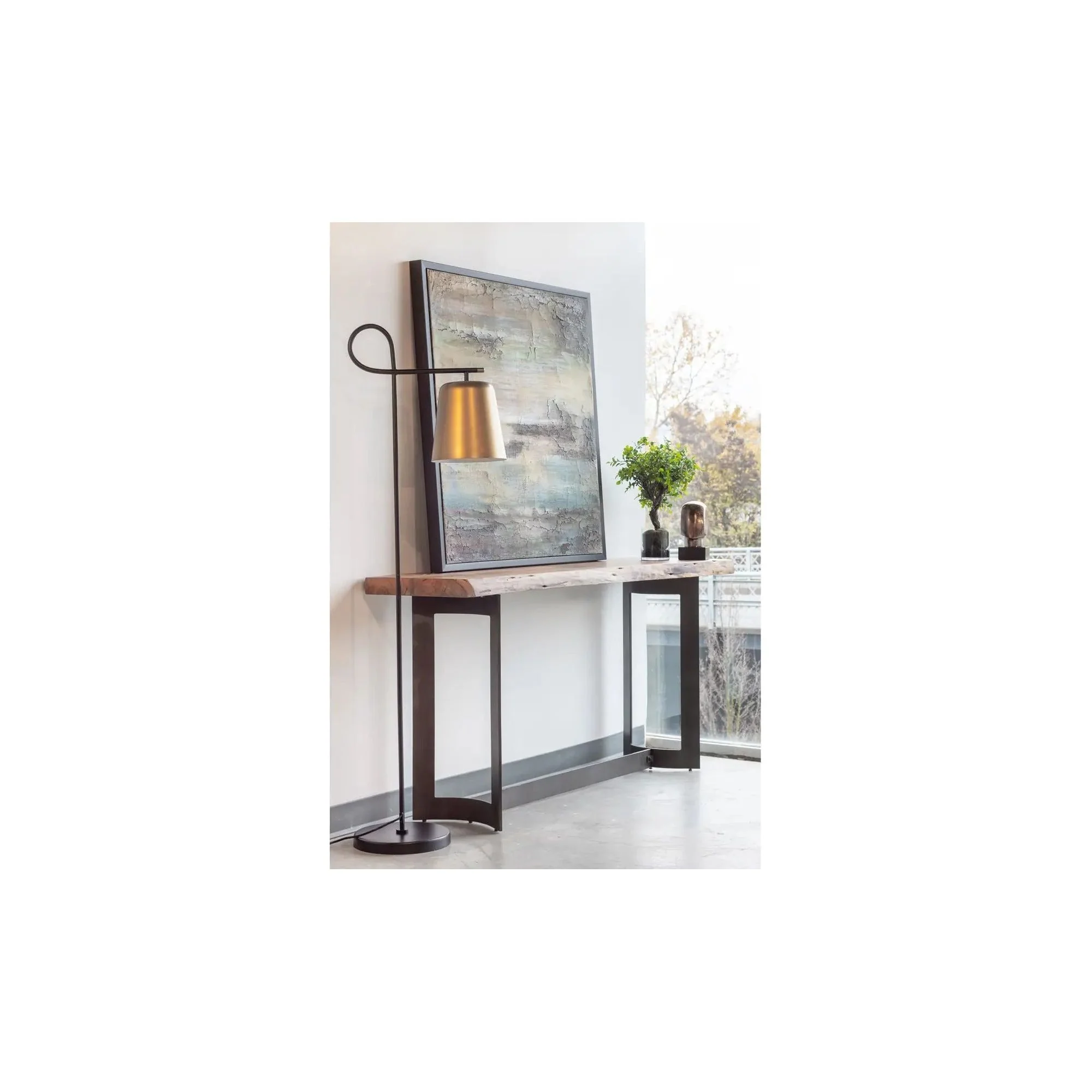 Moe’s Home Collection Bent Acacia Wood Live Edge Console Table With Iron Frame - Image 4