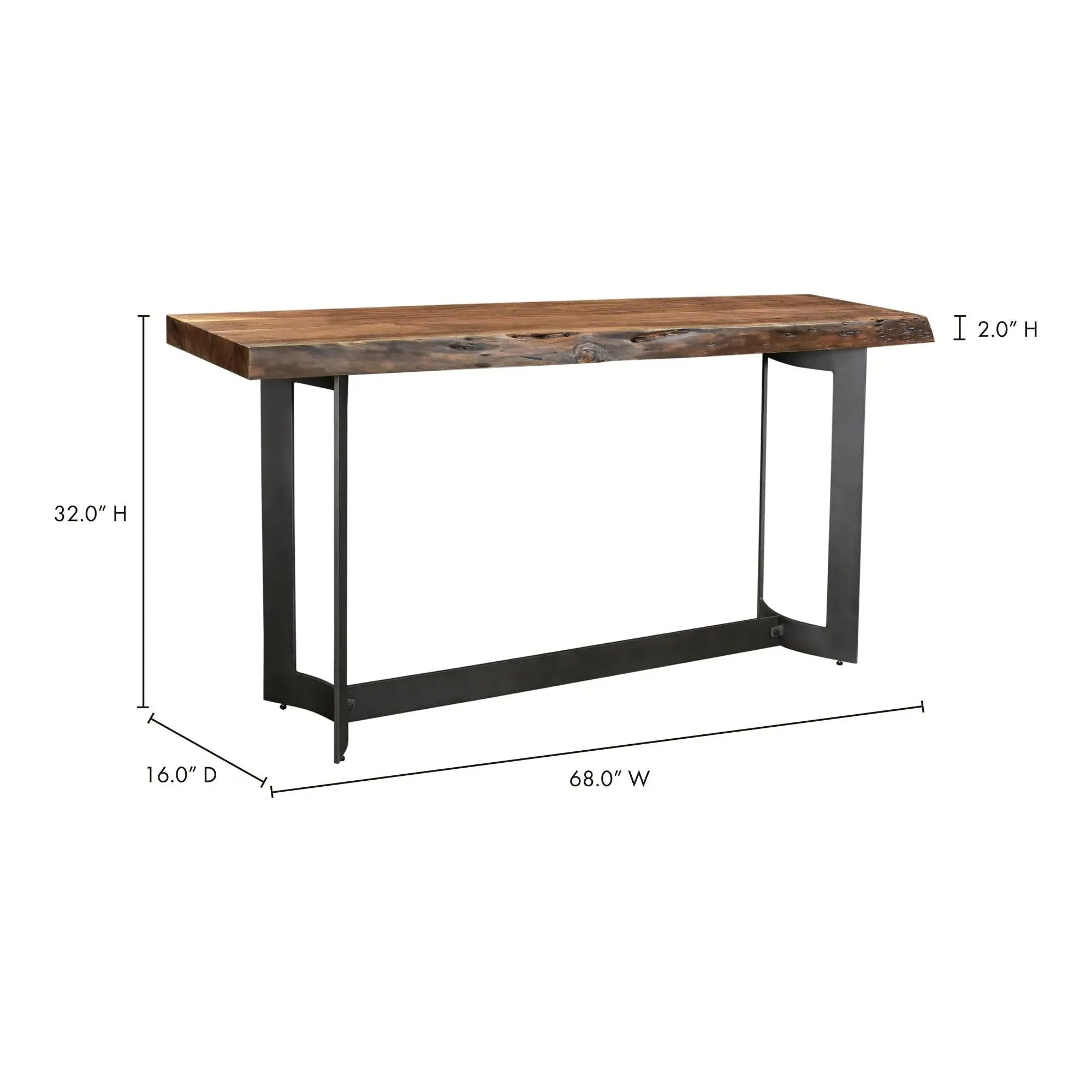 Moe’s Home Collection Bent Acacia Wood Live Edge Console Table With Iron Frame - Image 9
