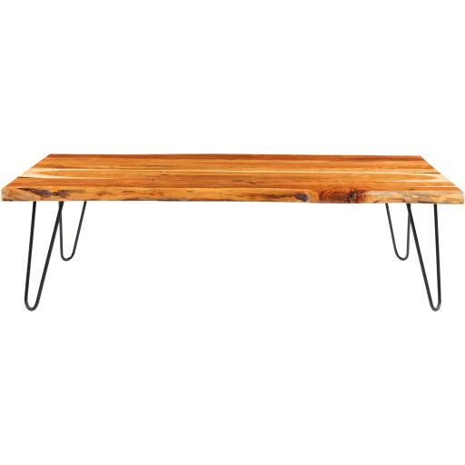 Surya Bergen Modern Wood Top With Black Metal Base Rectangular Coffee Table BGE-002 - Image 5