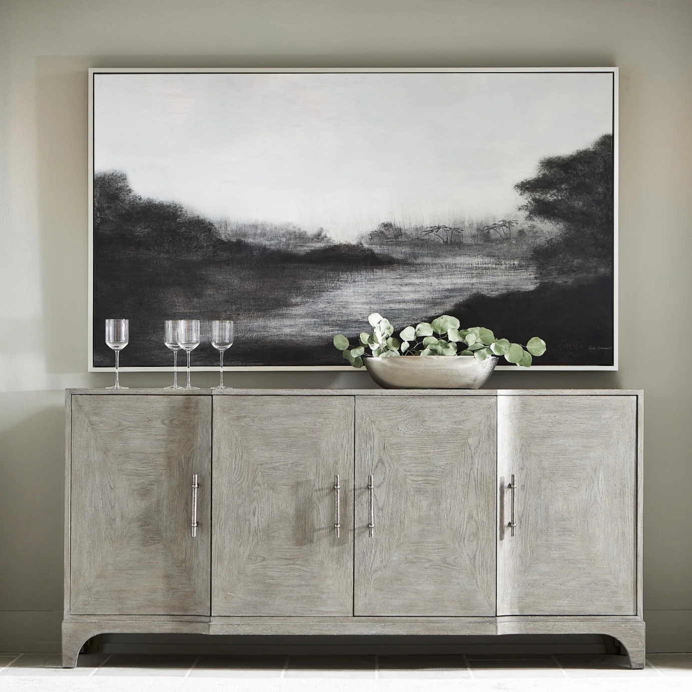 Bernhardt Albion Collection Four Door Buffet ~ Pewter Finish
