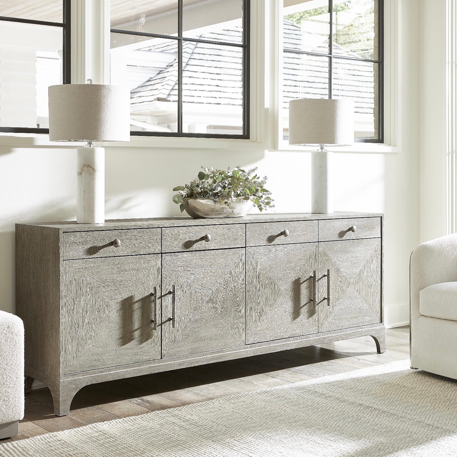 Bernhardt Albion Collection Entertainment Credenza ~ Pewter Finish