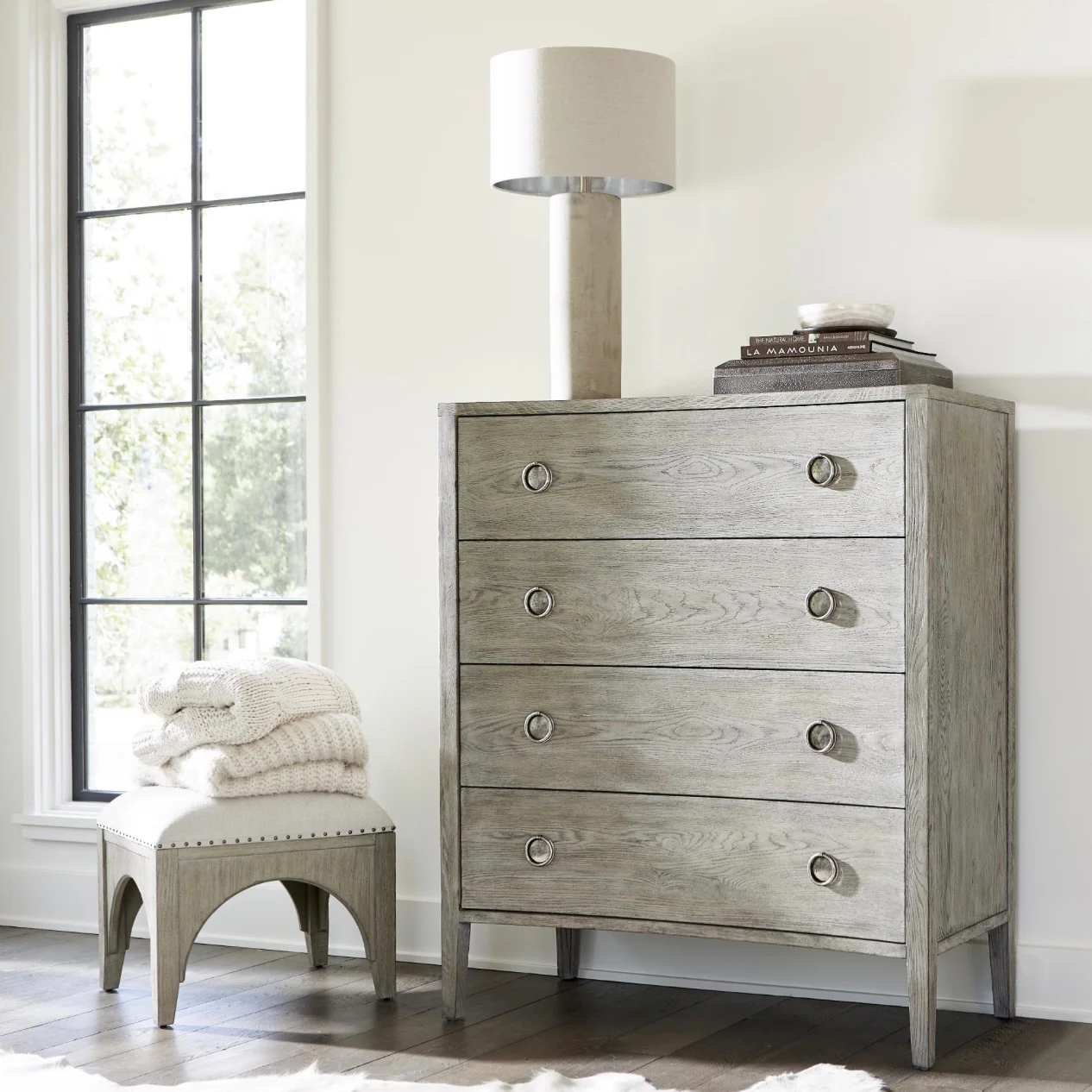 Bernhardt Albion Collection Four Drawer Tall Chest ~ Pewter Finish - Image 2