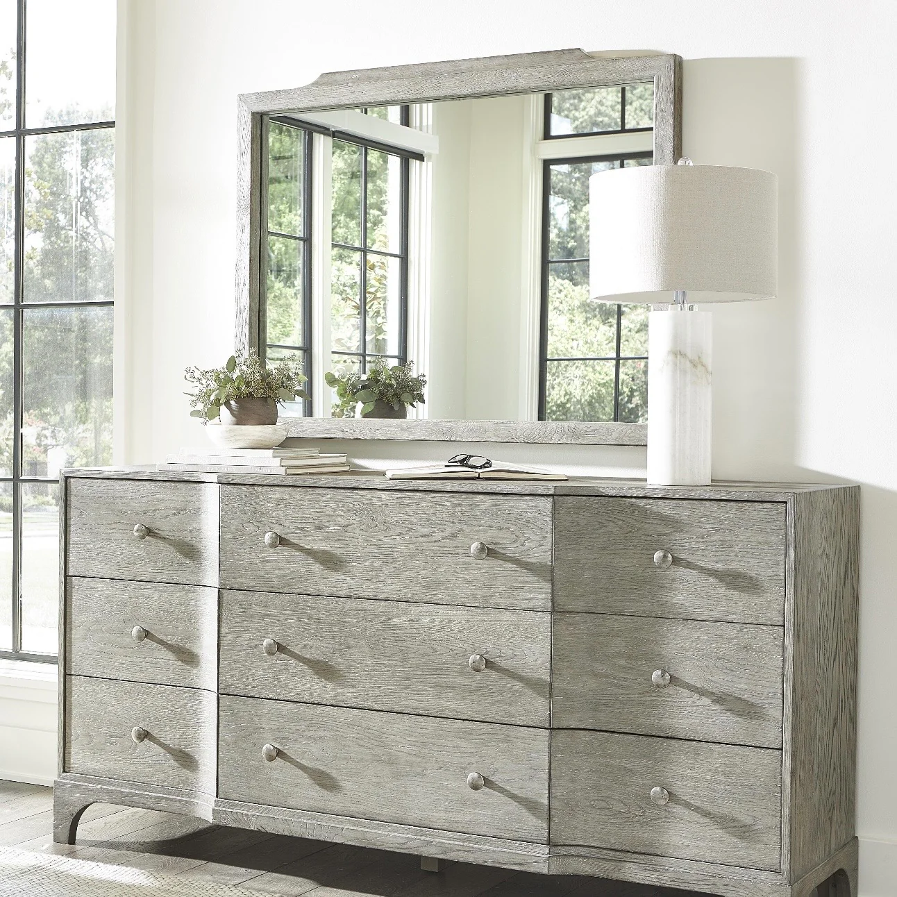 Bernhardt Albion Collection Mirror ~ Pewter Finish
