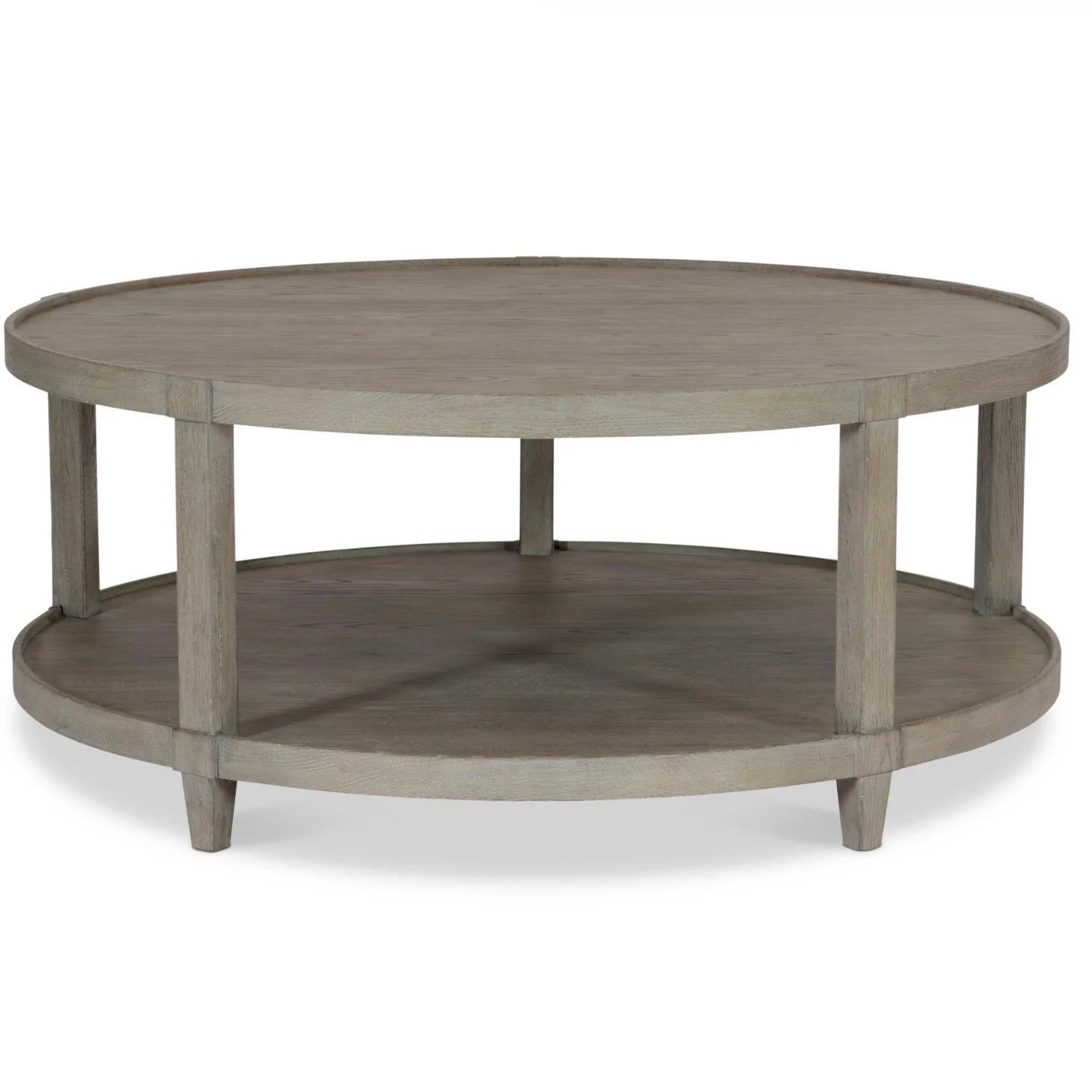 Bernhardt Albion Collection Round Two Shelf Cocktail Table ~ Pewter Finish - Image 2