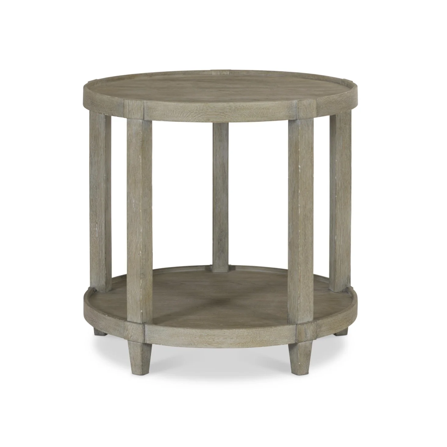 Bernhardt Albion Collection Round Two Shelf Side Table ~ Pewter Finish - Image 2