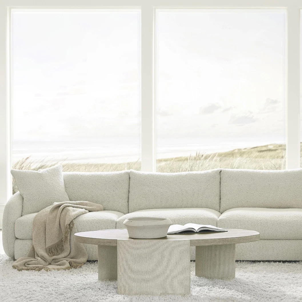 Bernhardt Arcadia Collection Cocktail Table ~ Clay Finish with Raffia Wrapped Legs