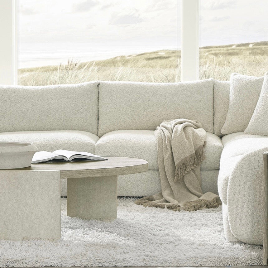 Bernhardt Arcadia Collection Cocktail Table ~ Clay Finish with Raffia Wrapped Legs - Image 2