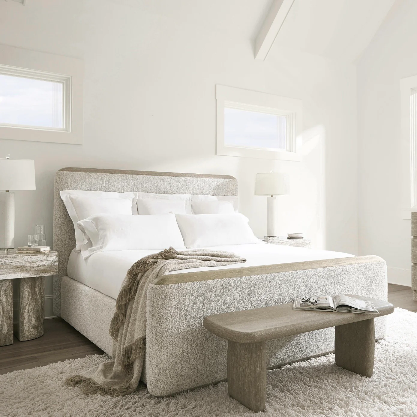 Bernhardt Arcadia Collection Upholstered Panel Bed ~ Available in Queen, King and California King Sizes