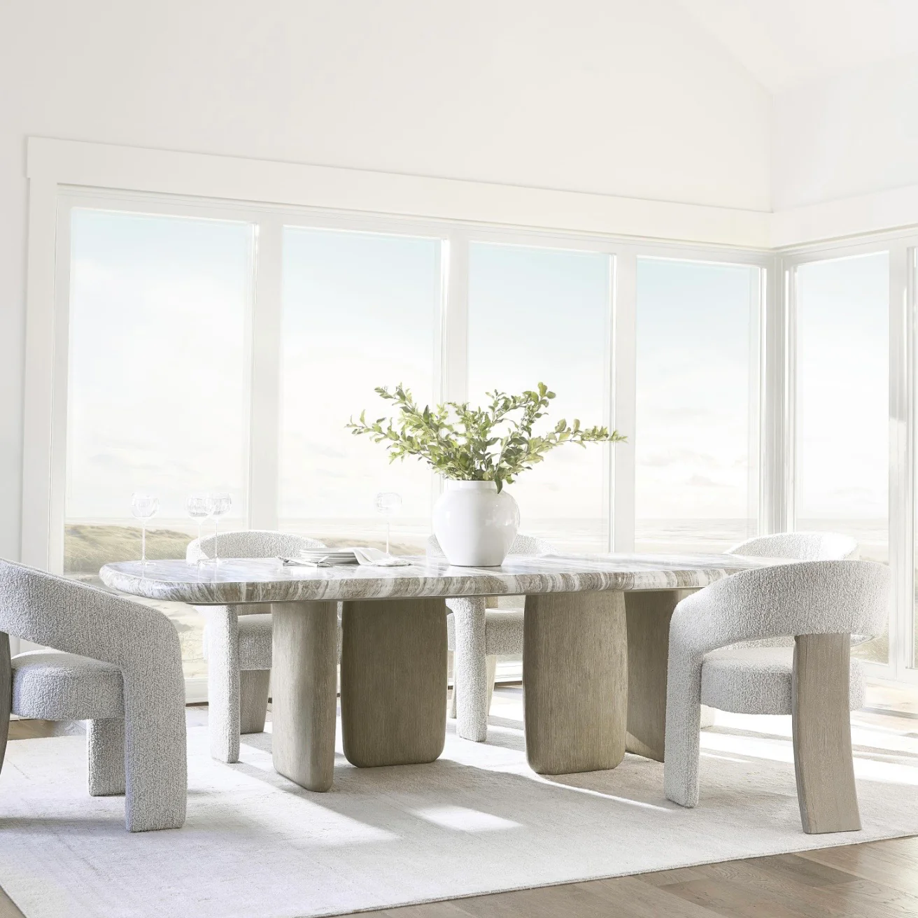 Bernhardt Arcadia Collection Rectangular Dining Table ~ Kalta Faux Stone Finish