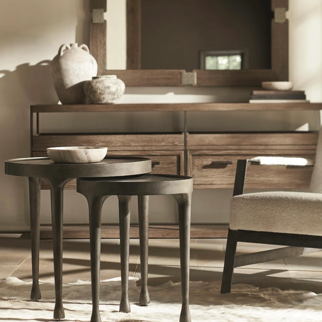 Bernhardt Casa Paros Collection Accent Table ~ Anthracite Finish