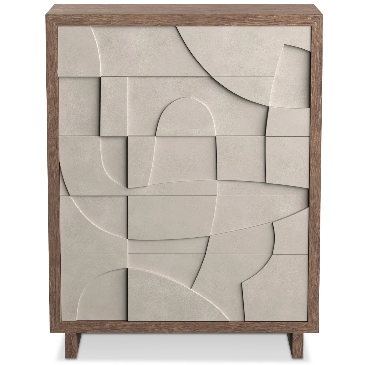 Bernhardt Casa Paros Collection Five- Drawer Tall Drawer Chest ~ Bedrock Faux Concrete Finish - Image 4