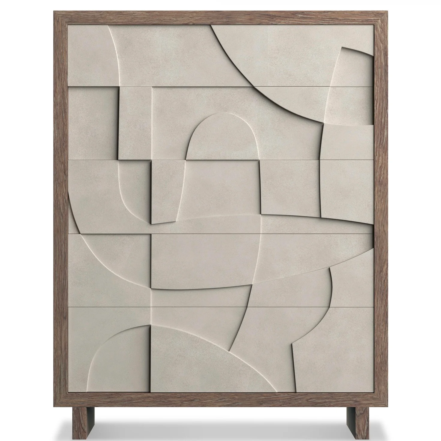 Bernhardt Casa Paros Collection Five- Drawer Tall Drawer Chest ~ Bedrock Faux Concrete Finish - Image 5