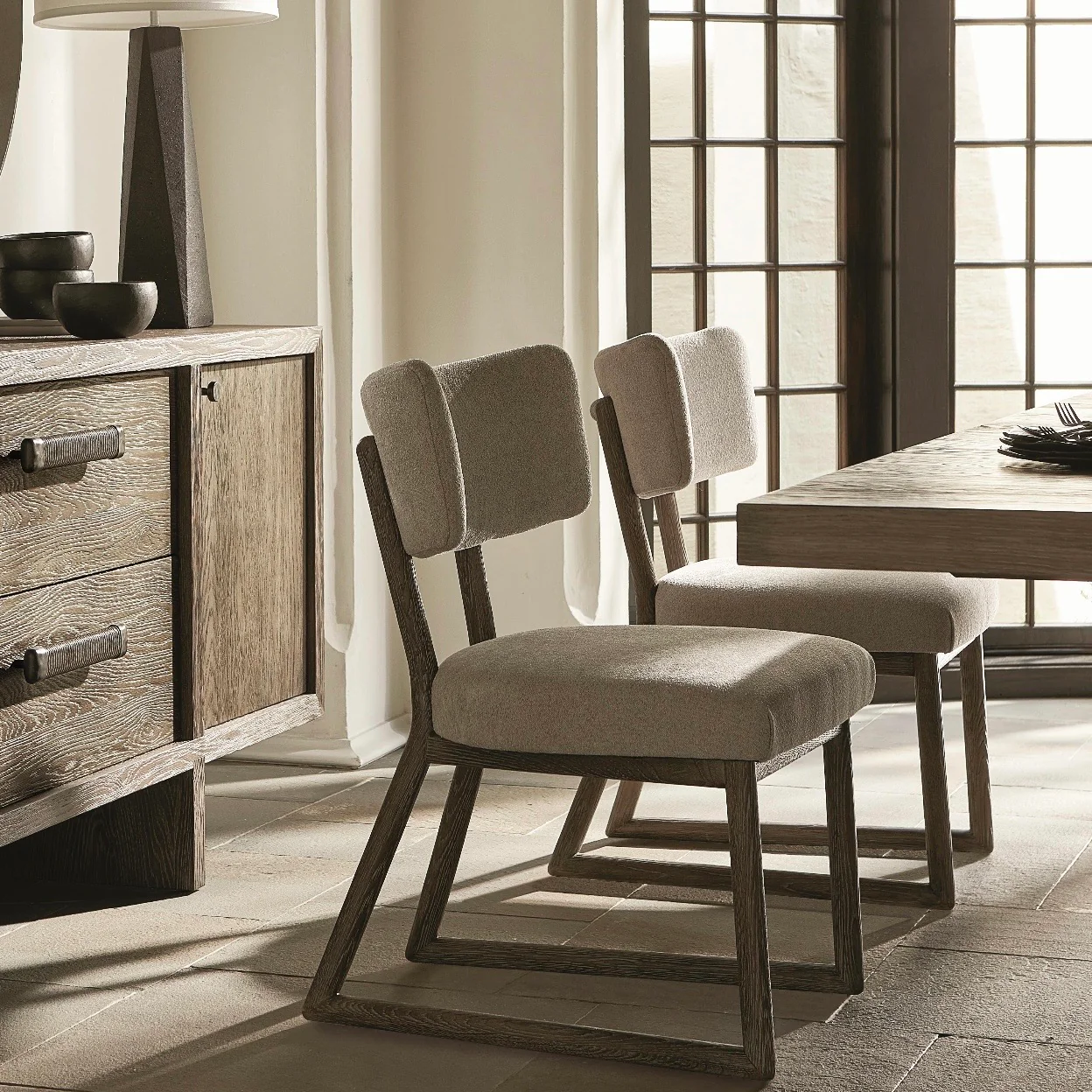 Bernhardt Casa Paros Collection Exposed Wood Framed Dining Side Chair ~ Playa Finish