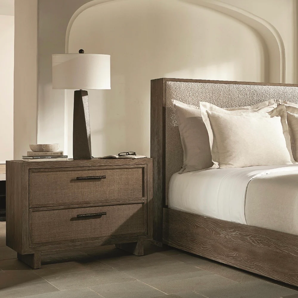 Bernhardt Casa Paros Collection Inset Woven Two- Drawer 36 Inch Nightstand ~ Woven Playa Finish