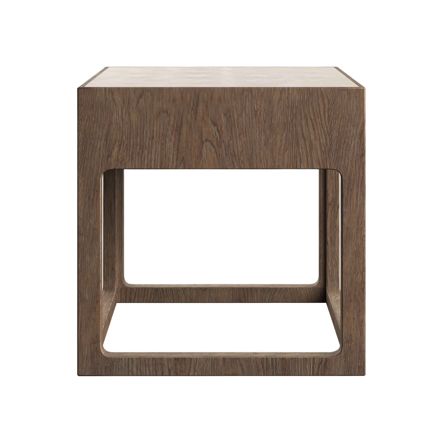 Bernhardt Casa Paros Collection Square Side Table ~ Bedrock Faux Concrete Top with Playa Finish Base - Image 2