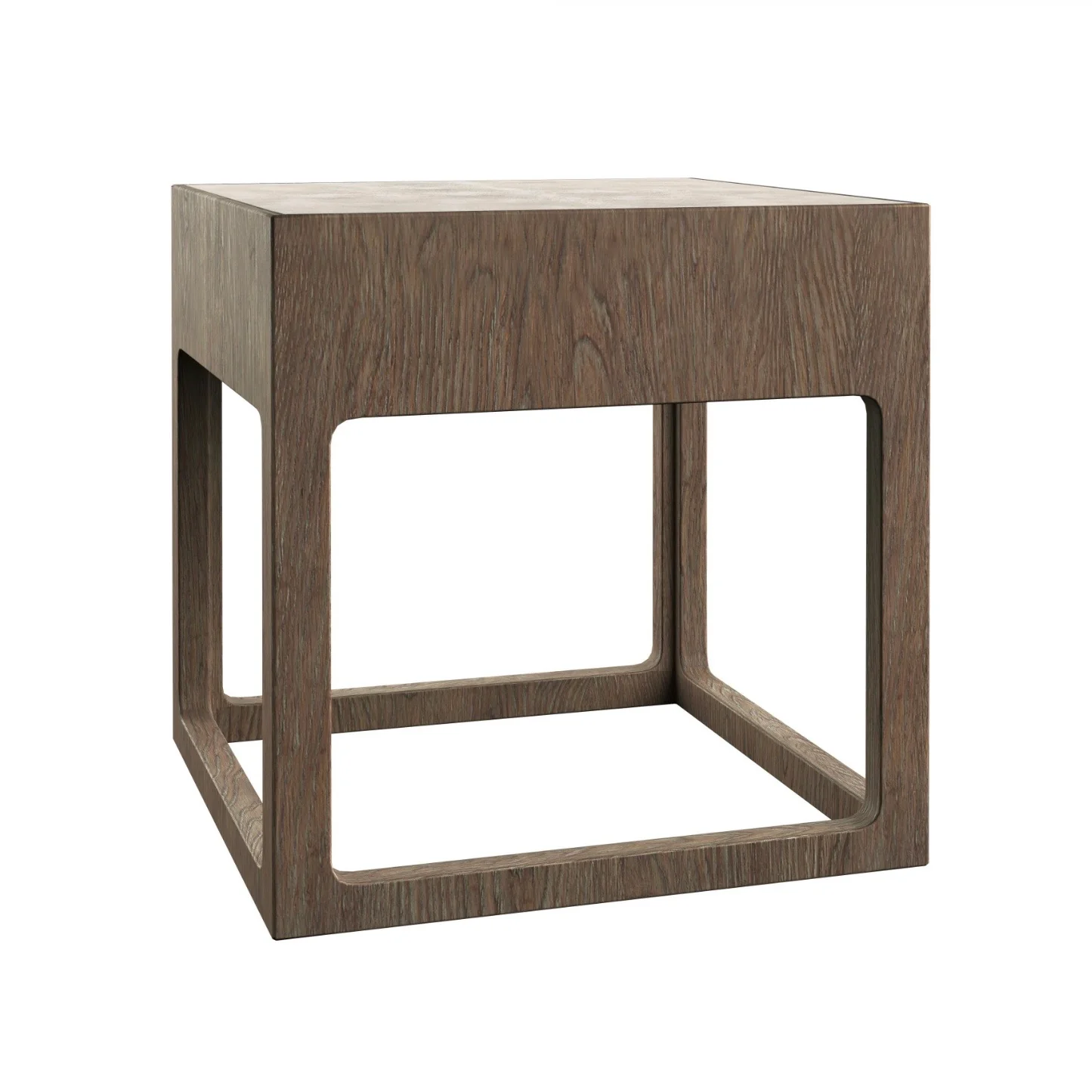 Bernhardt Casa Paros Collection Square Side Table ~ Bedrock Faux Concrete Top with Playa Finish Base - Image 5