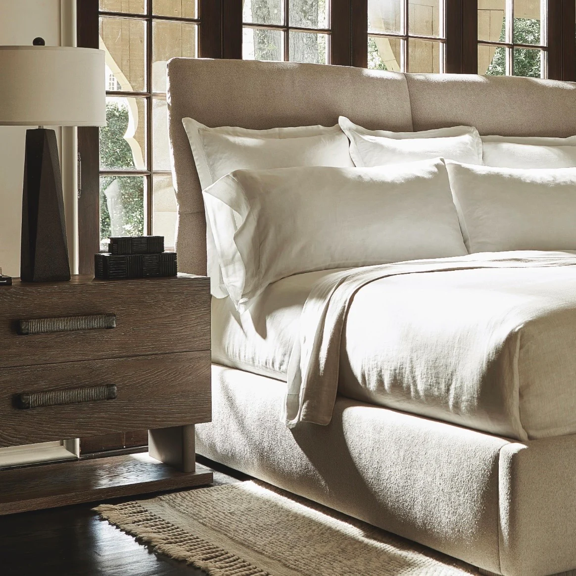 Bernhardt Casa Paros Collection Two Drawer Nightstand ~ Woven Playa Finish - Image 2