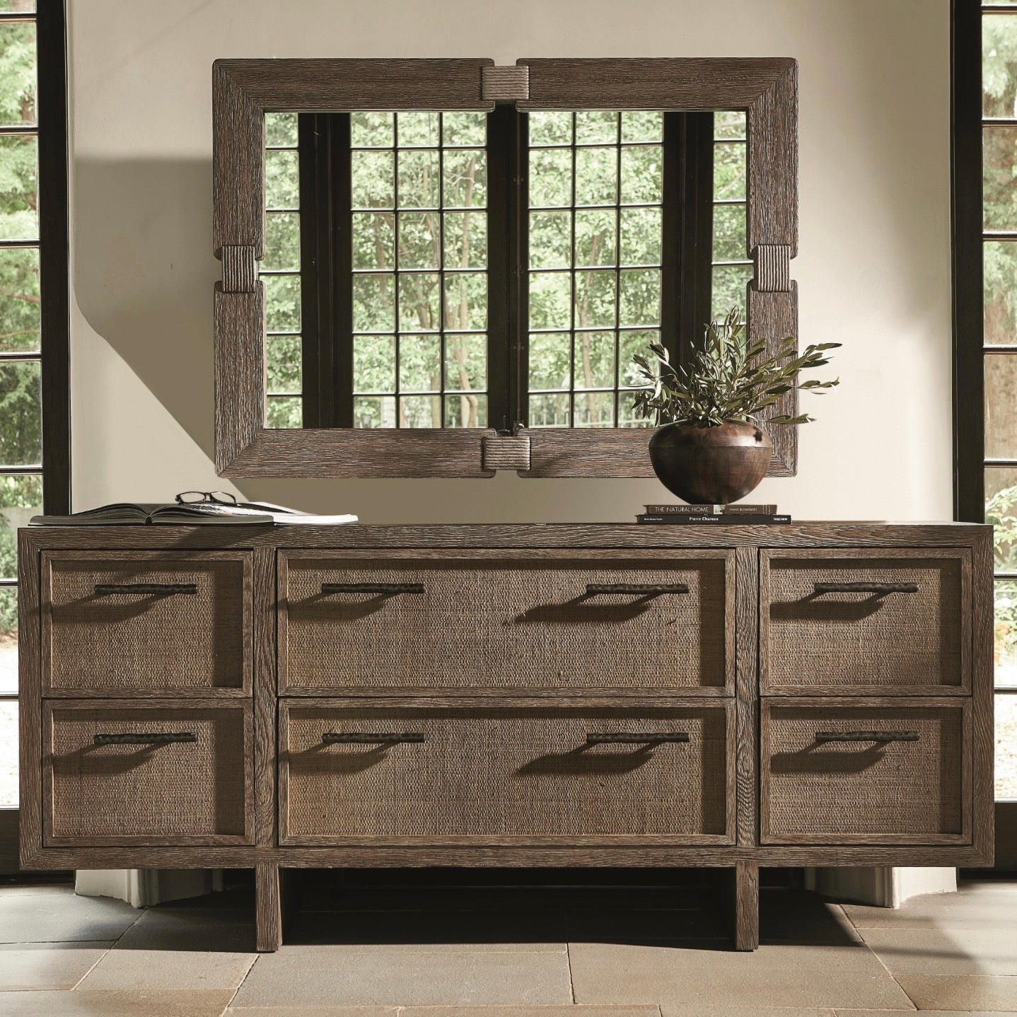 Bernhardt Casa Paros Collection Woven Six Drawer Dresser ~ Woven Playa Finish