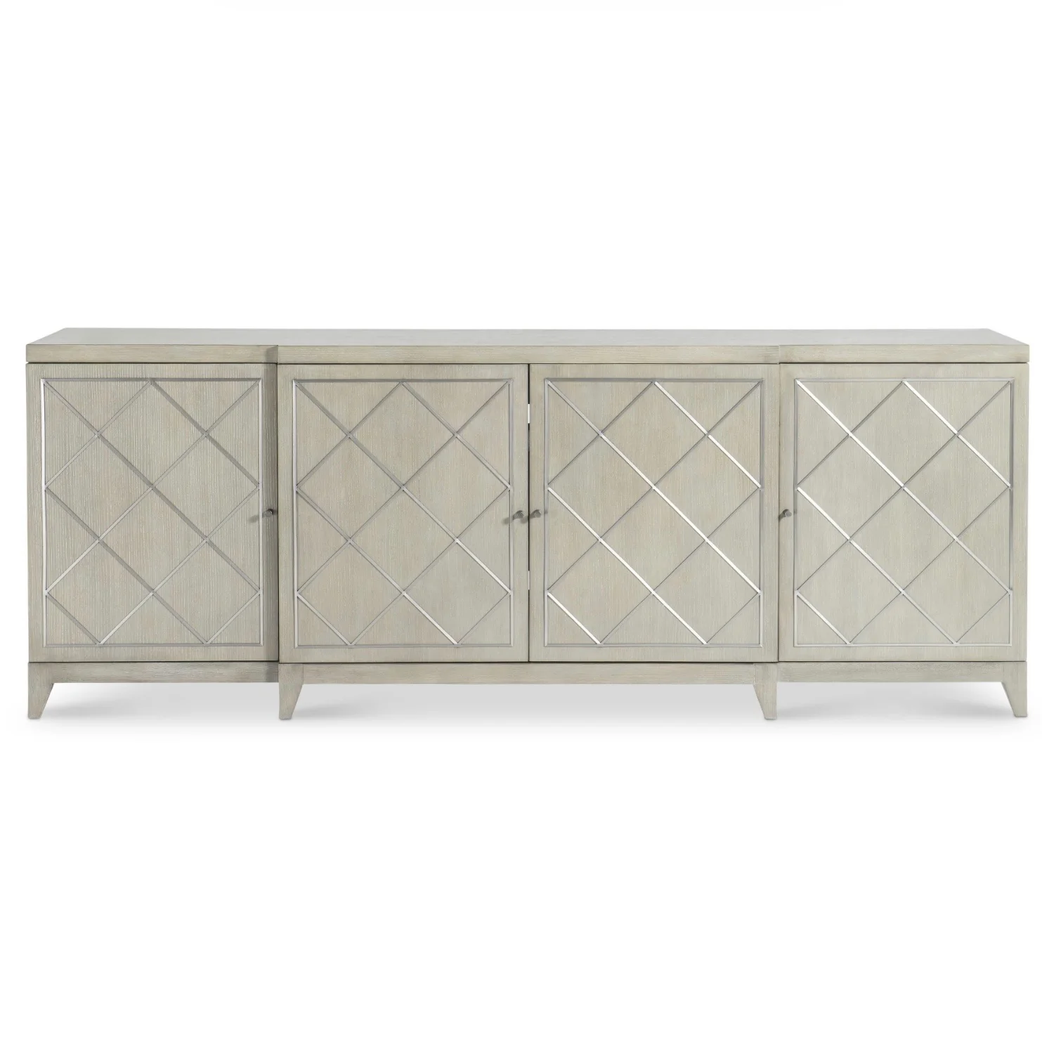 Bernhardt Cornelia Collection Entertainment Credenza ~ Brushed Stainless Steel and Nebbia Wood Finish - Image 3