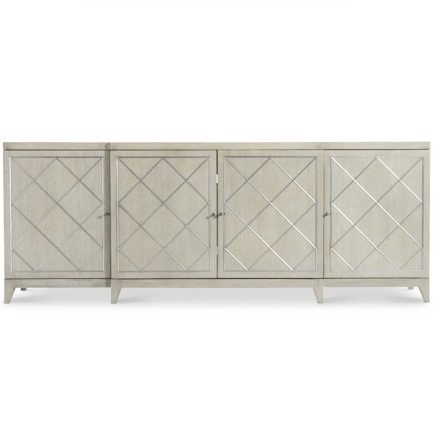 Bernhardt Cornelia Collection Entertainment Credenza ~ Brushed Stainless Steel and Nebbia Wood Finish - Image 4