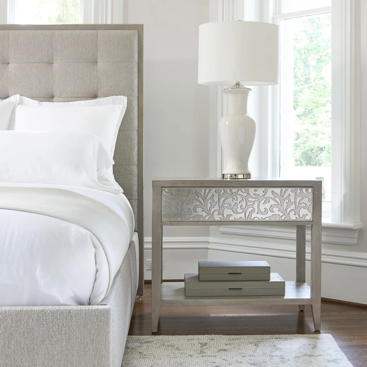 Bernhardt Cornelia Collection Tufted Upholstered Panel Bed ~ Available in Queen And King Sizes - Image 6