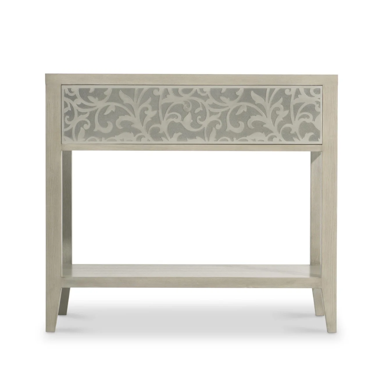 Bernhardt Cornelia Collection Single Drawer Nightstand ~ Metalwork with Nebbia Finished Wood - Image 5