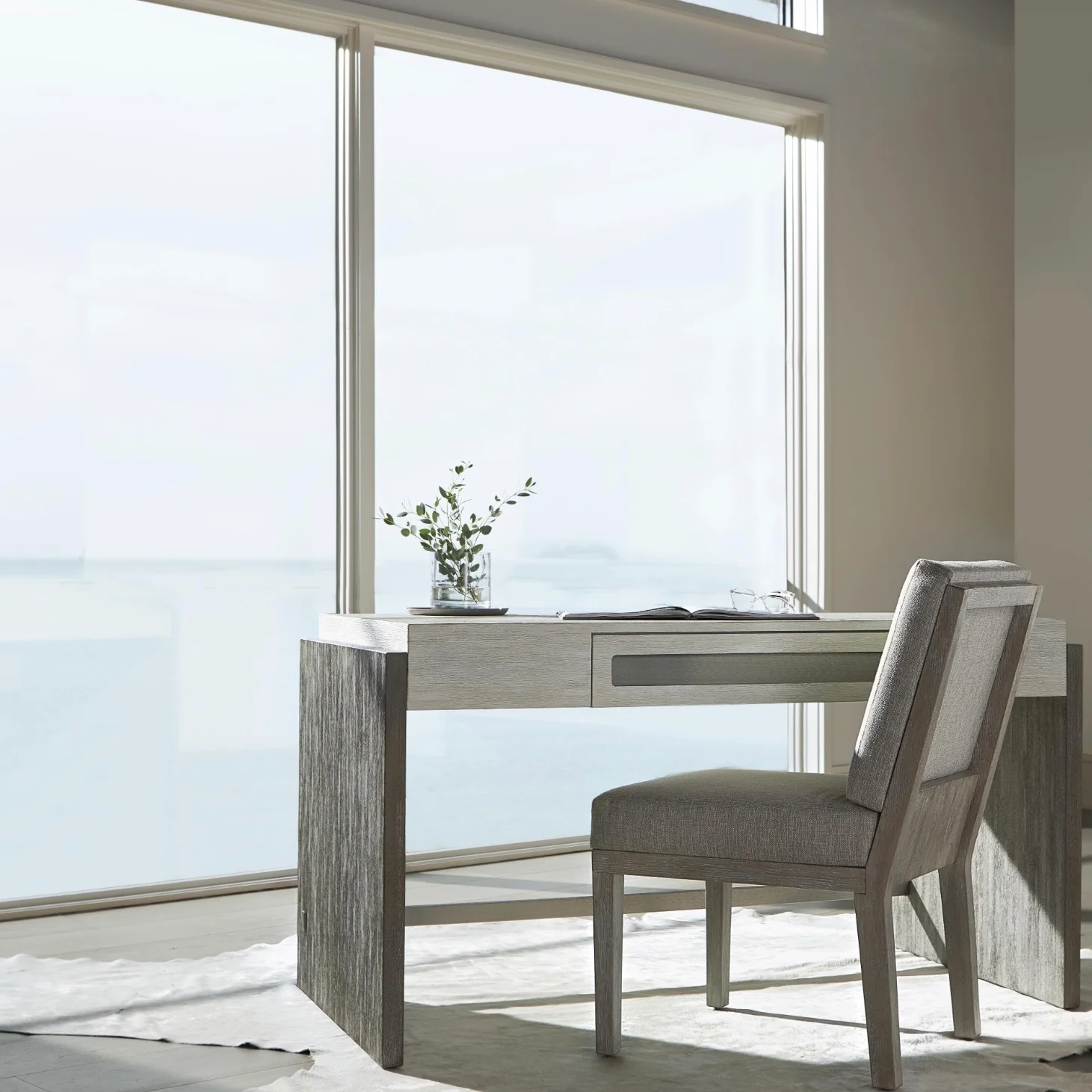 Bernhardt Foundations Workspace Collection Desk ~ Linen And Light Shale Finish