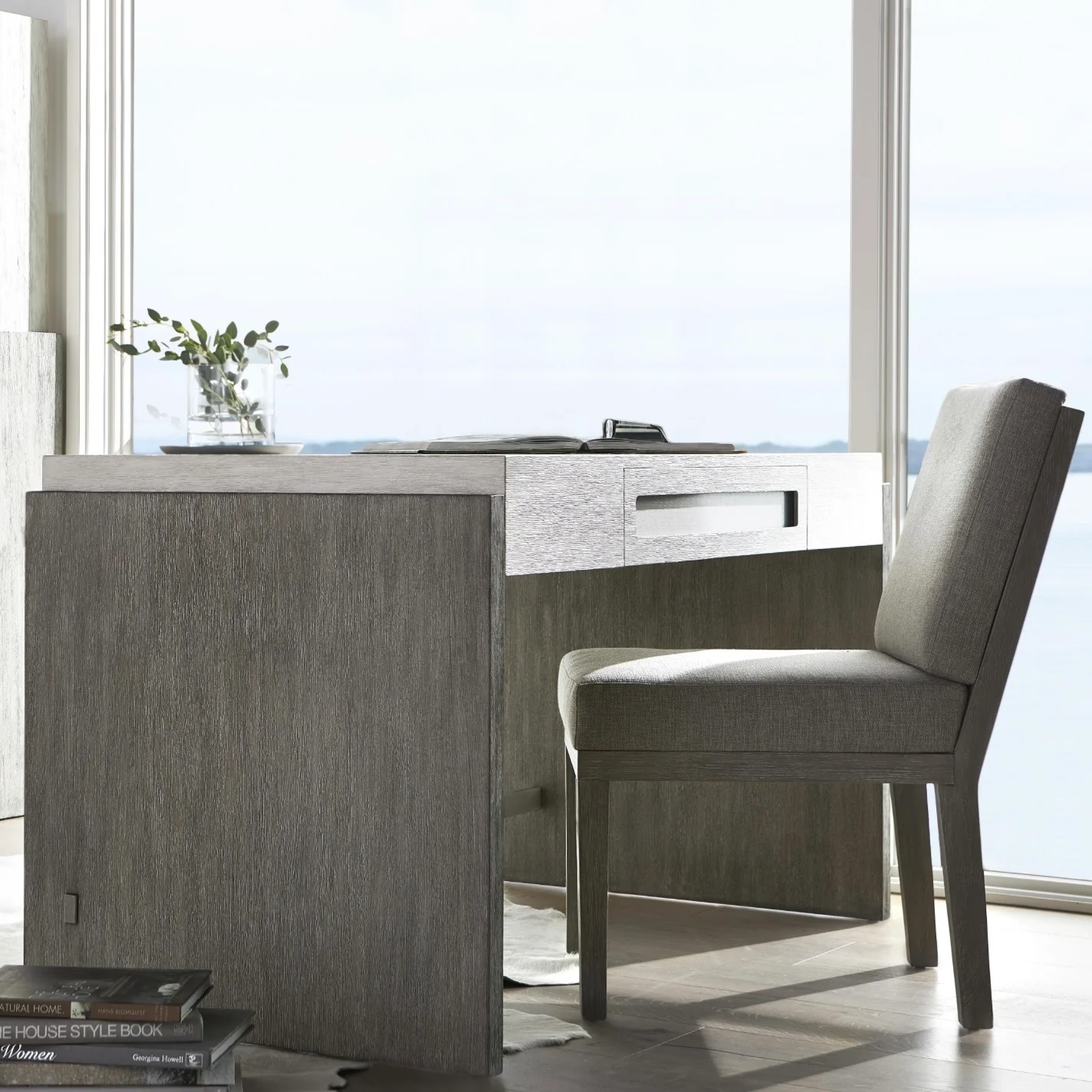 Bernhardt Foundations Collection Upholstered Dining Side Chair ~ Light Shale Finish - Image 3