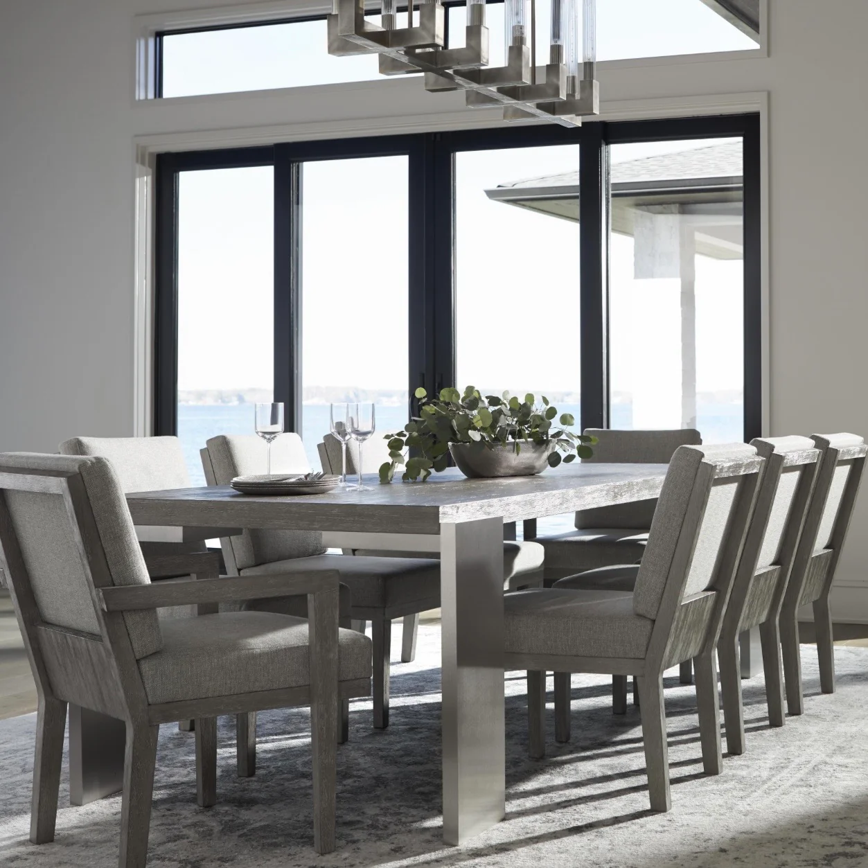 Bernhardt Foundations Collection Rectangular Dining Table ~ Light Shale Finish