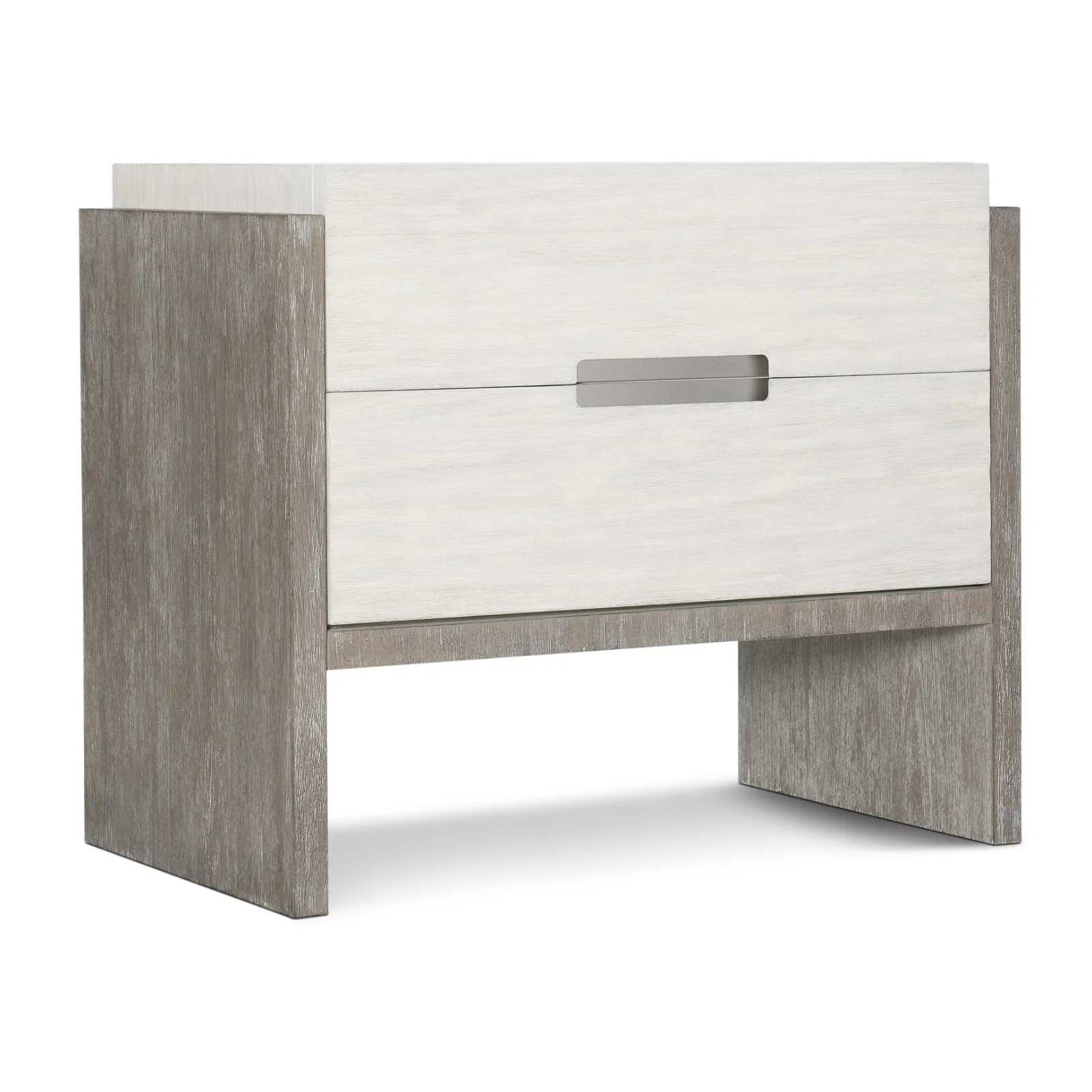 Bernhardt Foundations Collection Two Drawer Nightstand ~ Two - Tone Finish In Linen Shale And Light Shale - Image 3