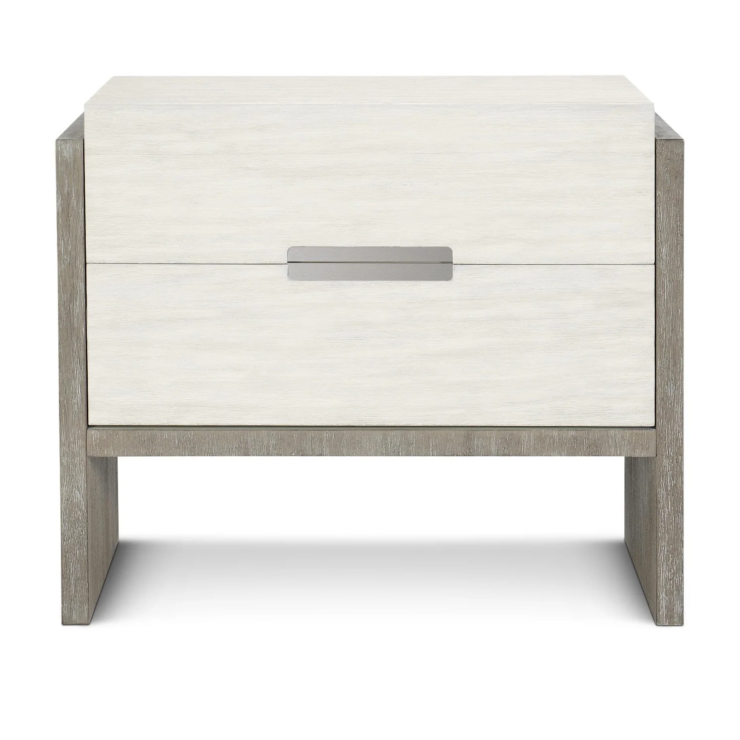 Bernhardt Foundations Collection Two Drawer Nightstand ~ Two - Tone Finish In Linen Shale And Light Shale - Image 4