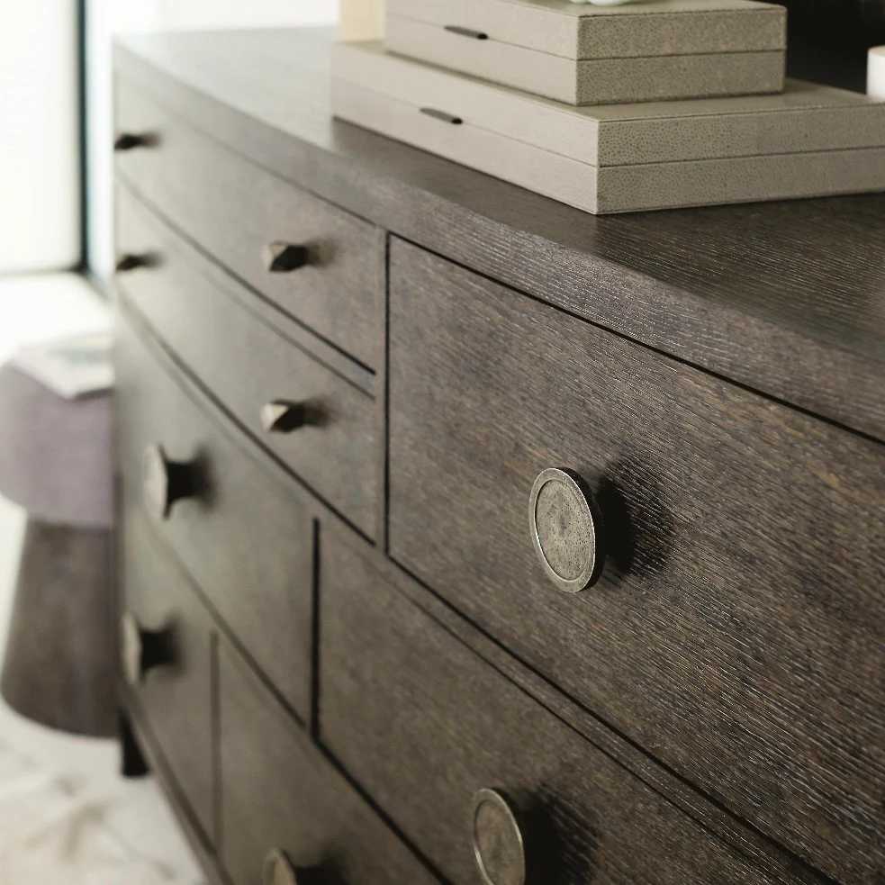 Bernhardt Linea Collection Eight Drawer Rustic Modern Dresser ~ Cerused Charcoal Finish - Image 3