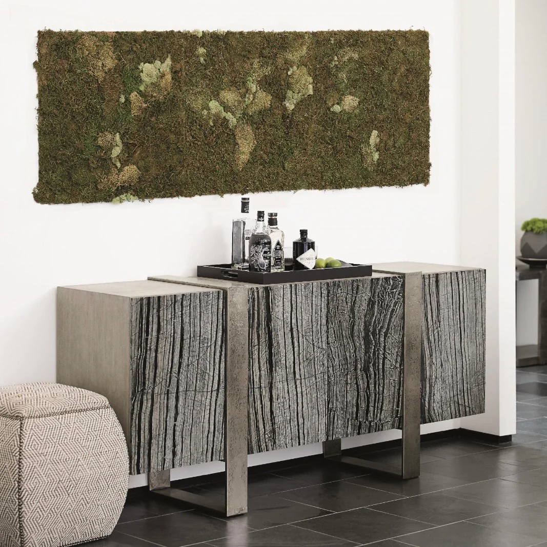 Bernhardt Linea Collection Entertainment Credenza ~ Black Forest Marble With Textured Graphite - Image 3