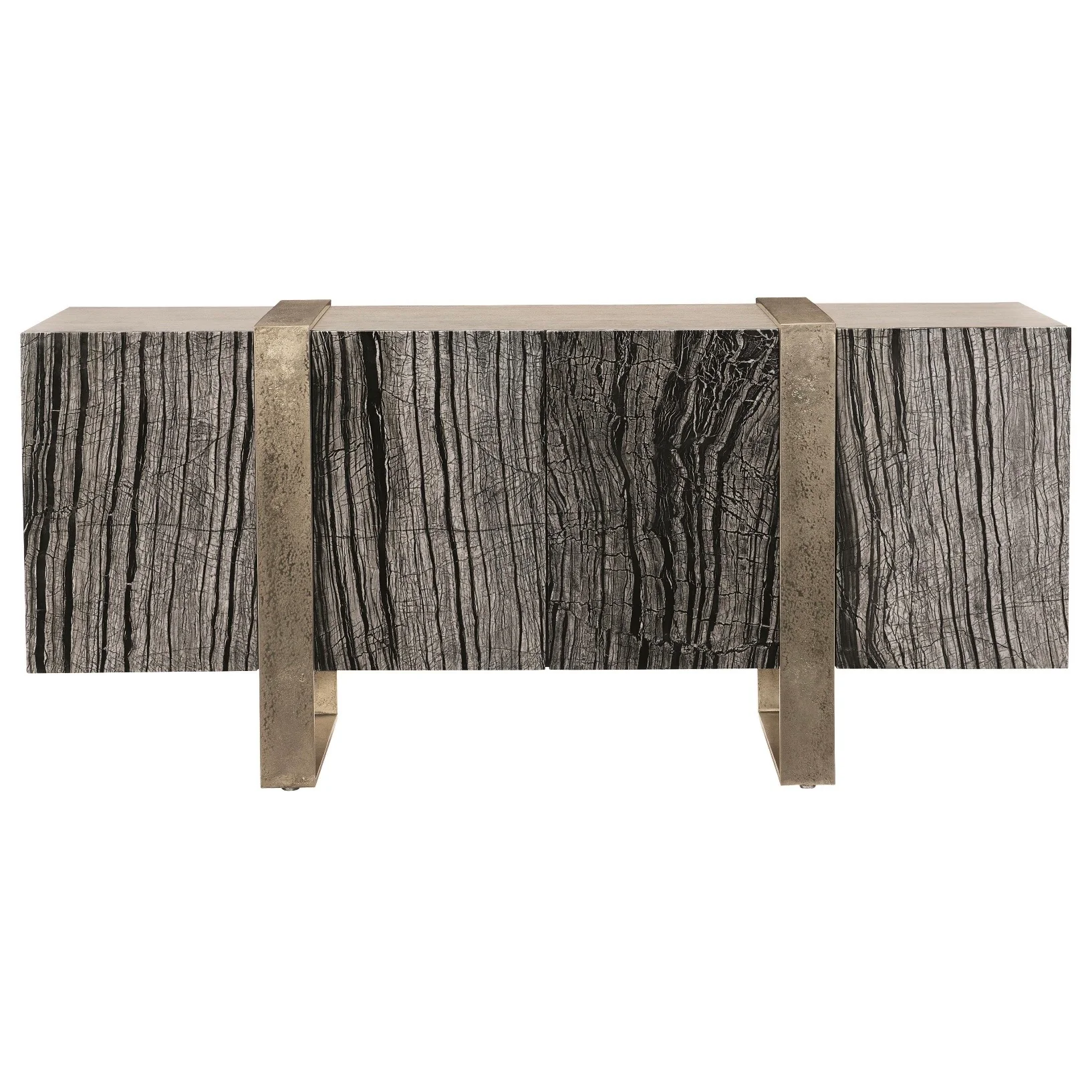 Bernhardt Linea Collection Entertainment Credenza ~ Black Forest Marble With Textured Graphite - Image 5