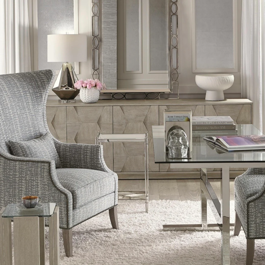 Bernhardt Linea Collection Entertainment Credenza ~ Cerused Greige Finish - Image 3