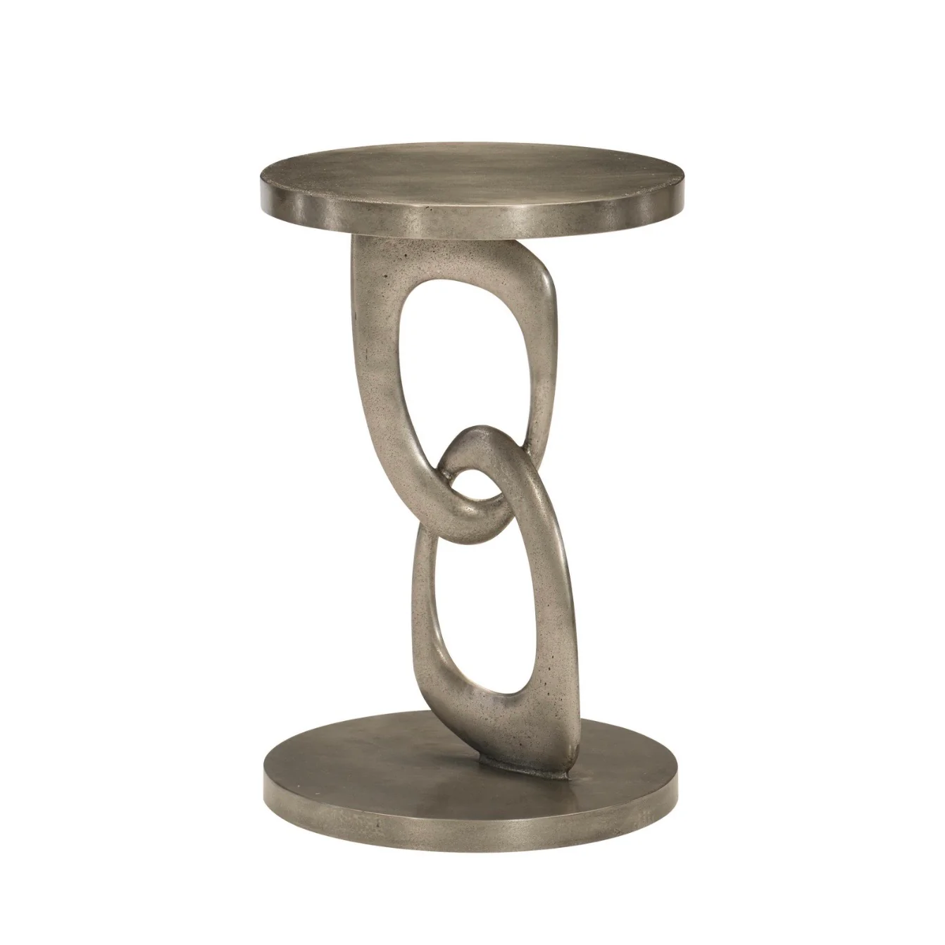 Bernhardt Linea Collection Interlocking Rings Round Side Table ~ Textured Graphite Finish - Image 5