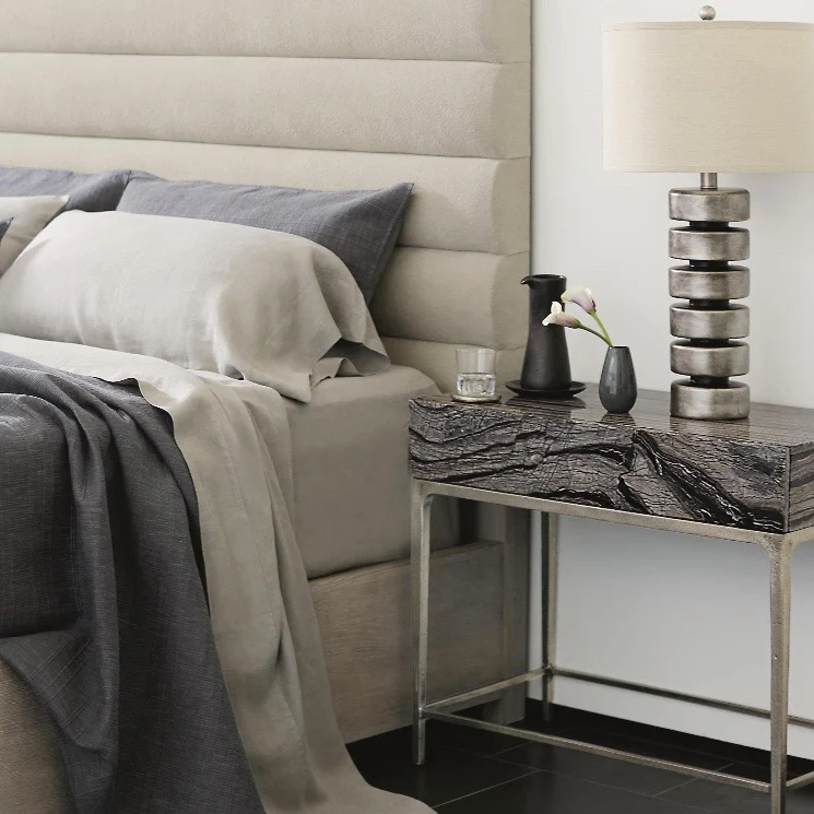 Bernhardt Linea Collection Single Drawer Nightstand ~ Black Forest Marble - Image 3