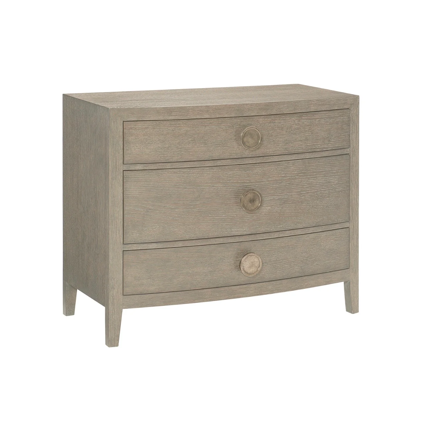 Bernhardt Linea Collection Three Drawer Rustic Modern Nightstand ~ 38 Inch ~ Cerused Greige Finish