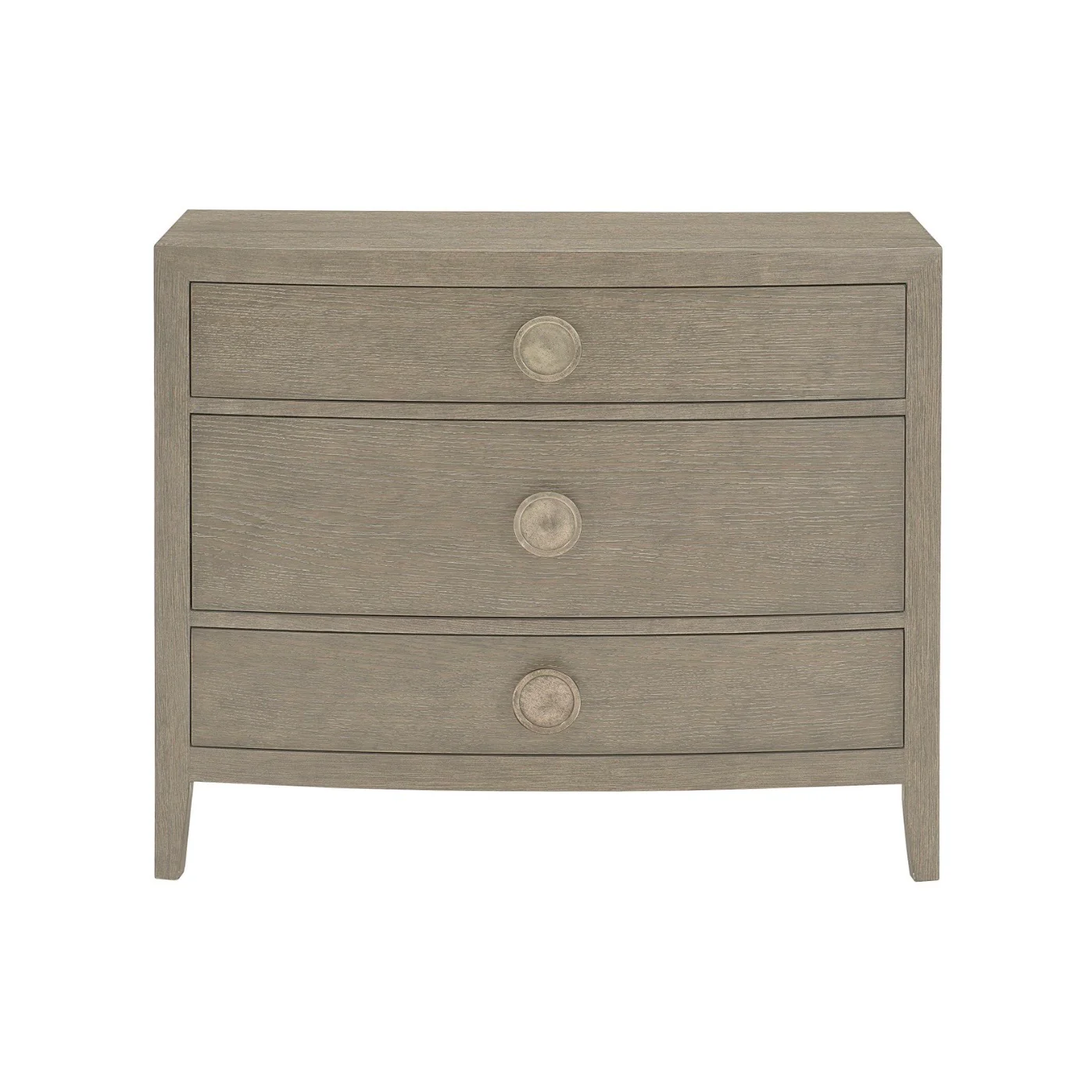 Bernhardt Linea Collection Three Drawer Rustic Modern Nightstand ~ 38 Inch ~ Cerused Greige Finish - Image 2