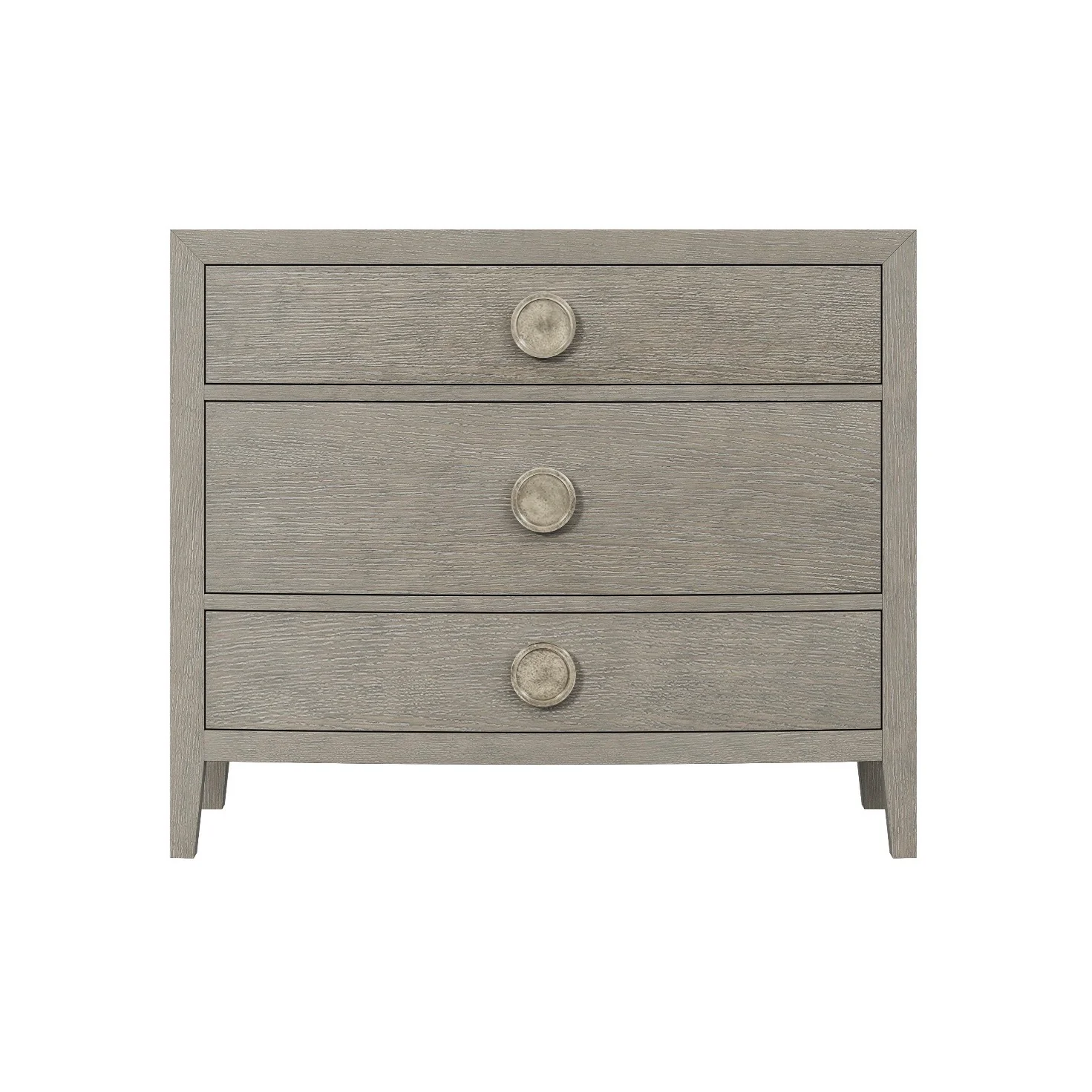 Bernhardt Linea Collection Three Drawer Rustic Modern Nightstand ~ 38 Inch ~ Cerused Greige Finish - Image 3